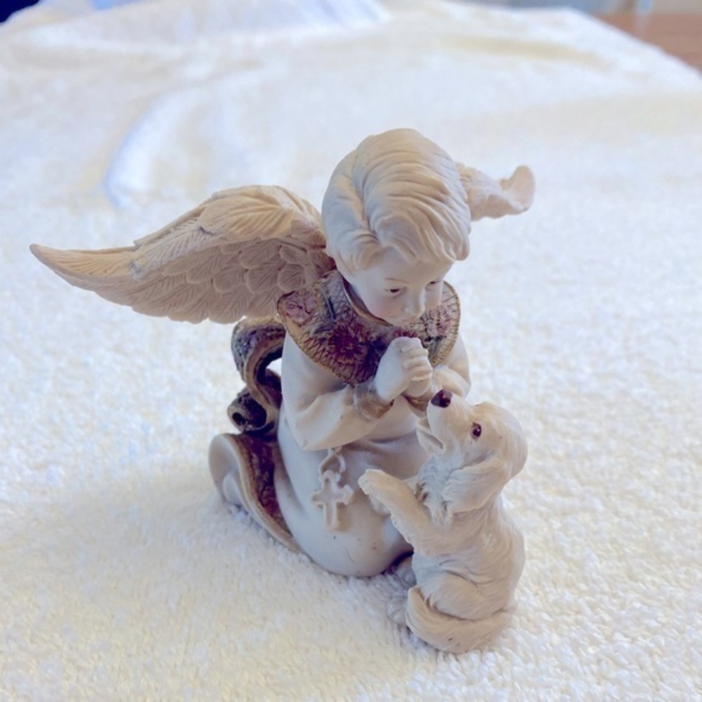 SARAH’S ANGELS little boy with puppy collectible figurine